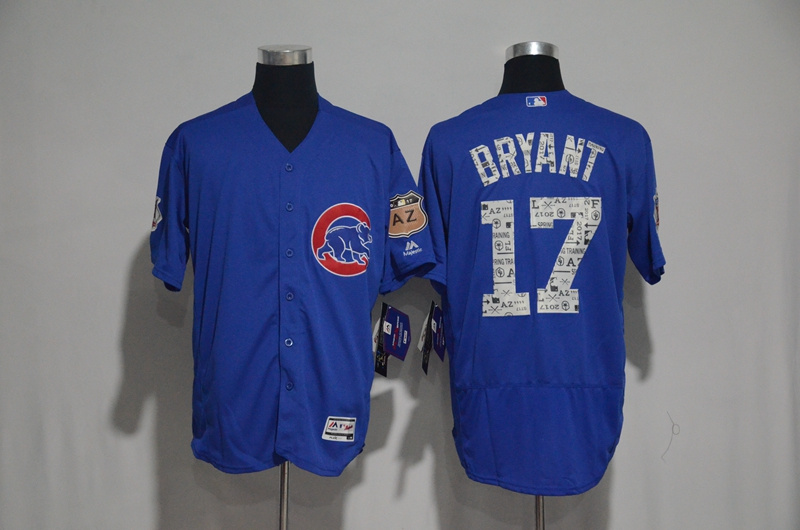 2017 MLB Chicago Cubs #17 Bryant Blue Spring Training Flex Base Jersey->chicago cubs->MLB Jersey